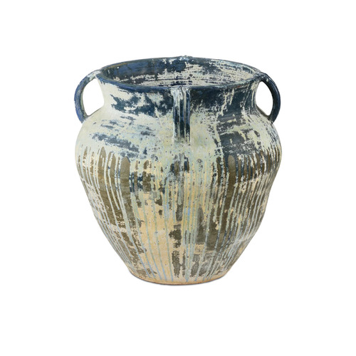 Agrigento Planter in Antique White & Blue Drip by Currey & Company