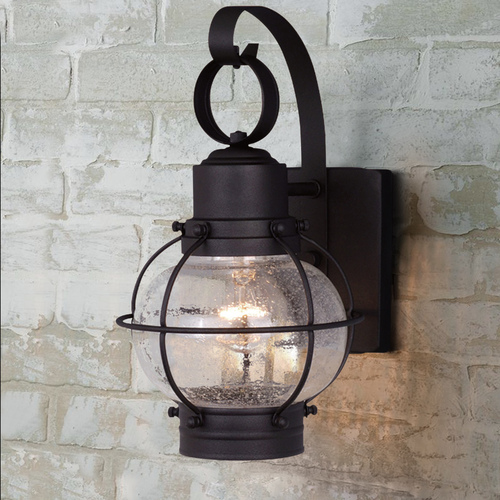 Seeded Glass Outdoor Wall Light Black by Vaxcel Lighting