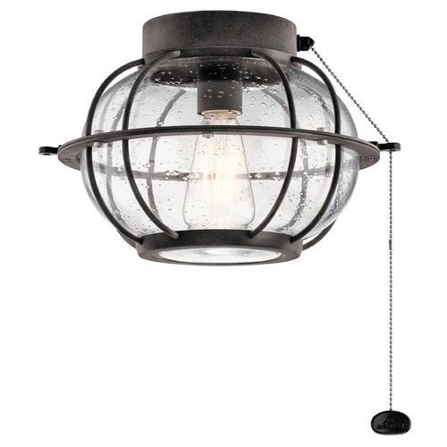 Kichler Lighting LED Ceiling Fan Seeded Glass Light Weathered Zinc by Kichler Lighting 380945WZC