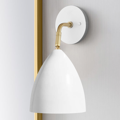 Mitzi by Hudson Valley Gia Aged Brass & Soft Off White Sconce by Mitzi by Hudson Valley H308101-AGB/WH