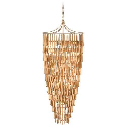 Visual Comfort Signature Collection Julie Neill Vacarro Tall Chandelier in Gold Leaf by Visual Comfort Signature JN5135AGL