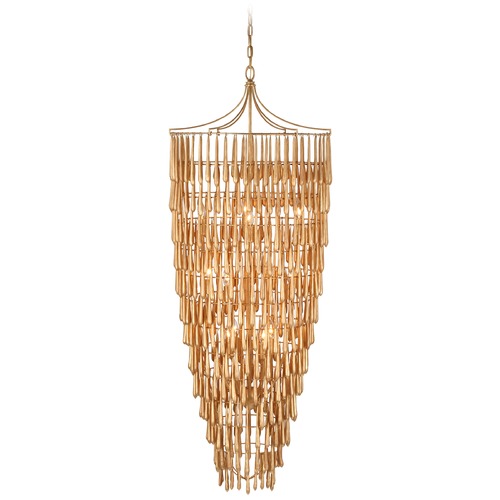 Julie Neill Vacarro Tall Chandelier in Gold Leaf by Visual Comfort Signature