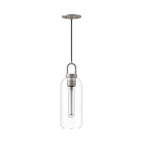 Soji 15-Inch Pendant in Brushed Nickel & Clear by Alora Lighting