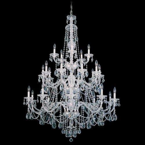 Schonbek Worldwide Lighting Sterling Polished Silver Crystal Chandelier