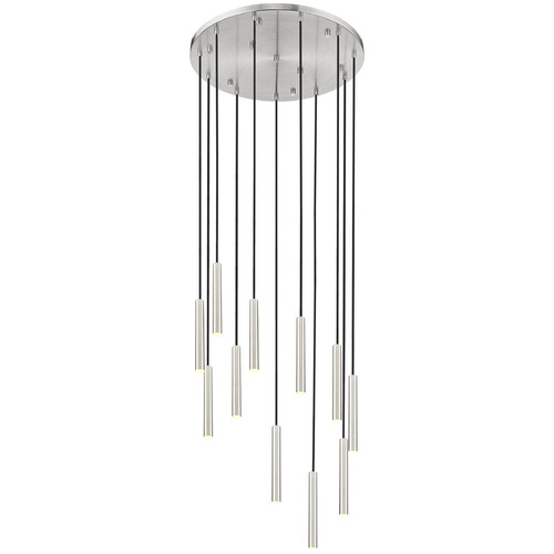 Z-Lite Z-Lite Forest Brushed Nickel LED Multi-Light Pendant with Cylindrical Shade 919MP12-11R-BN-LED