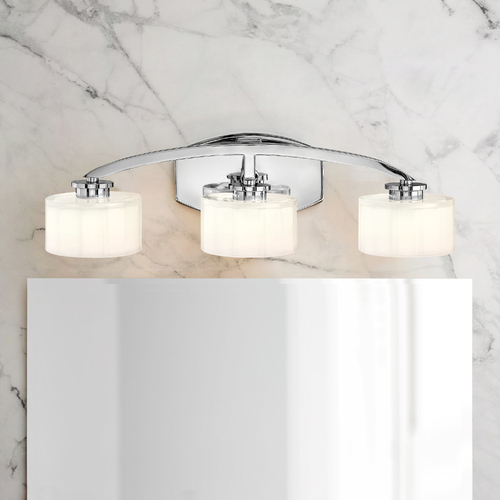 Hinkley Bathroom Light with White Glass in Chrome Finish 5593CM