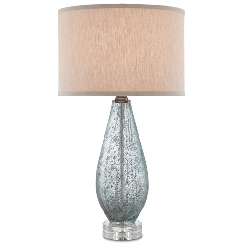 Currey and Company Lighting Currey and Company Optimist Pale Blue Speckle Table Lamp with Drum Shade 6000-0181