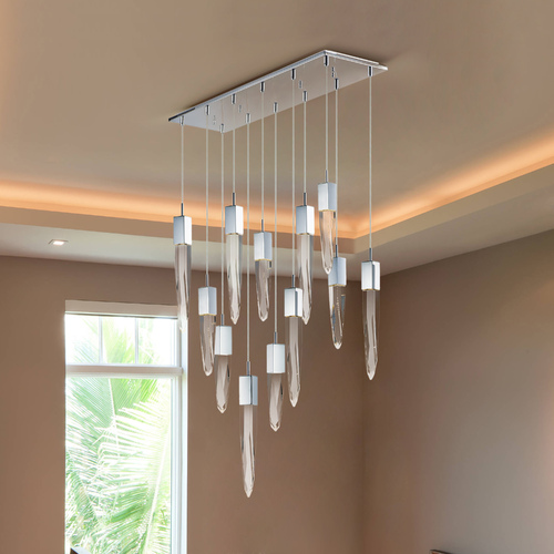 Quartz 12-Light LED Pendant in Polished Chrome by ET2 Lighting