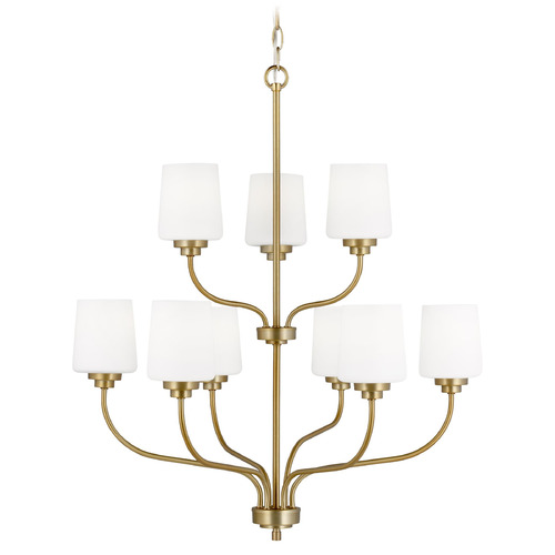 Windom 28-Inch Wide Satin Brass LED Chandelier by Generation Lighting