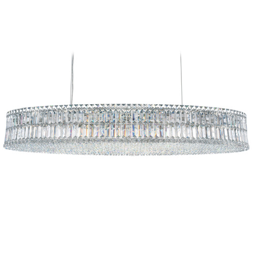 Schonbek Worldwide Lighting Plaza Polished Stainless Steel Island Light with Oval Shade