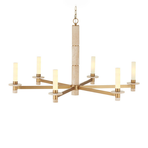 Currey and Company Marcelo Natural / Antique Brass / White LED Chandelier