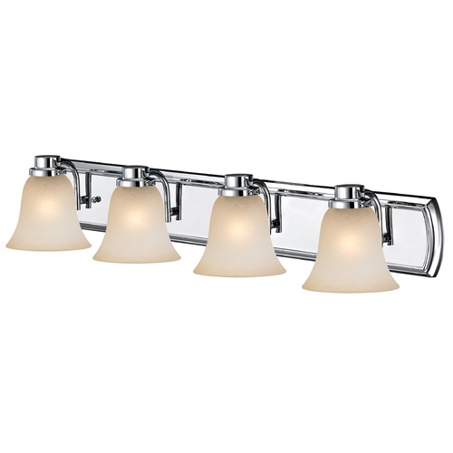 Design Classics Lighting Caramel Glass Bathroom Light in Chrome with Four Lights 1204-26 GL9222-CAR