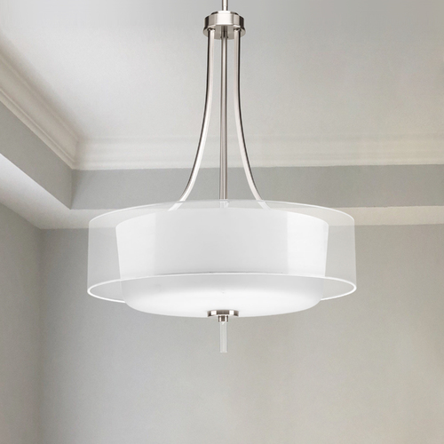 Progress Lighting Drum Pendant in Brushed Nickel by Progress Lighting P5047-09