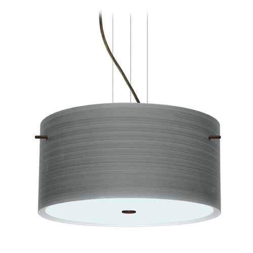Besa Lighting Tamburo Bronze LED Pendant Light with Drum Shade