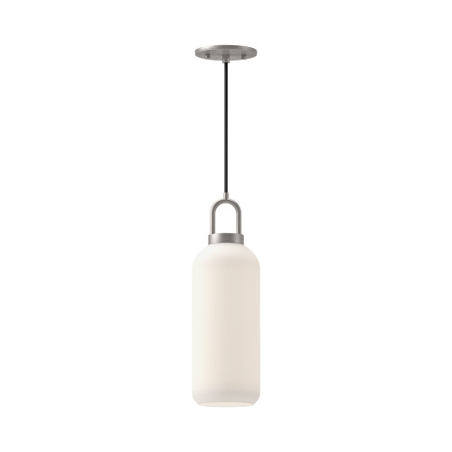 Soji 15-Inch Pendant in Brushed Nickel & Opal Matte by Alora Lighting