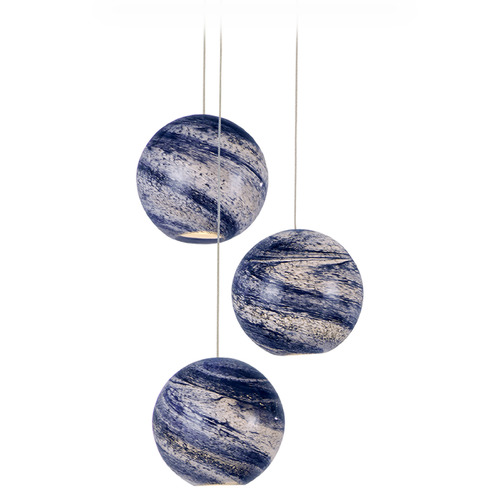 Currey and Company Palatino Silver Multi-Light Pendant with Globe Shade