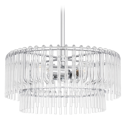 Quoizel Lighting Tayshia Polished Chrome Pendant Light with Drum Shade