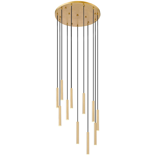 Z-Lite Z-Lite Forest Modern Gold LED Multi-Light Pendant with Cylindrical Shade 919MP12-11R-MGLD-LED