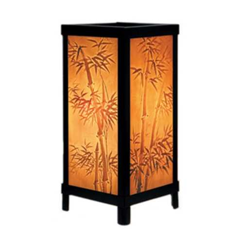 Porcelain Garden Lighting Bamboo Motif Lithophane Accent Lamp in Black Semi-Gloss by Porcelain Garden Lighting LT-06