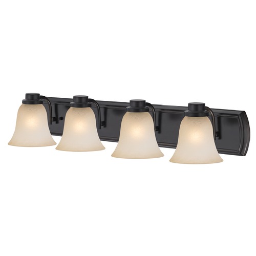 Design Classics Lighting Caramel Glass Bathroom Light in Bronze with Four Lights 1204-36 GL9222-CAR