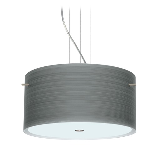 Besa Lighting Besa Lighting Tamburo Satin Nickel LED Pendant Light with Drum Shade 1KV-4008TN-LED-SN