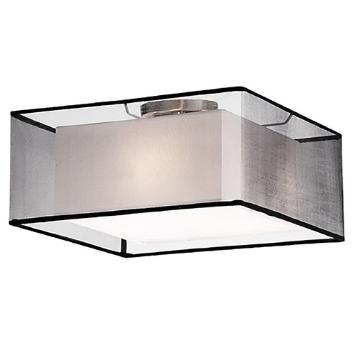 Modern Brushed Nickel Semi-Flush Mount with Double Shade by Kuzco Lighting