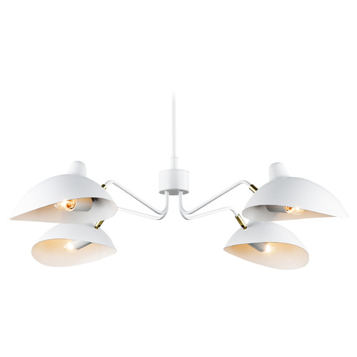 Matteo Lighting Droid White & Brushed Gold Pendant by Matteo Lighting C57904WH