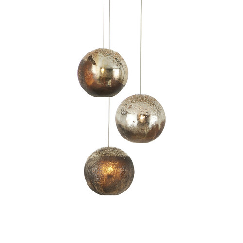 Pathos 3-Light Multi-Light Pendant in Silver & Gold by Currey & Co