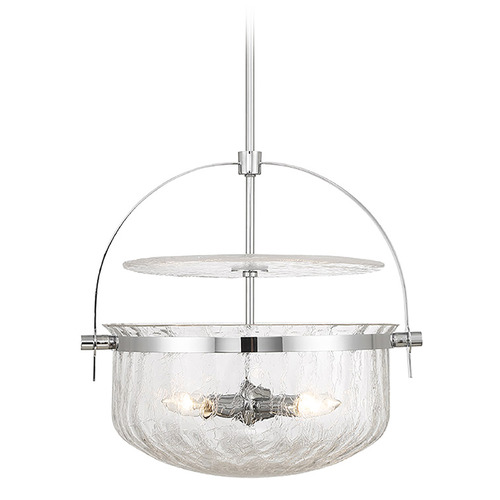 Savoy House Lighting Denmar Polished Chrome Pendant Light with Bowl / Dome Shade