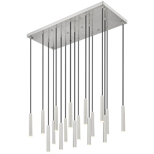 Z-Lite Z-Lite Forest Brushed Nickel LED Multi-Light Pendant with Cylindrical Shade 919MP12-17L-BN-LED