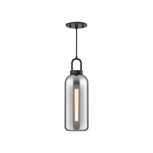 Soji 15-Inch Pendant in Matte Black & Smoked by Alora Lighting