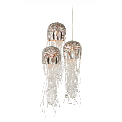 Currey and Company Lighting Currey and Company Medusa Nickel & Silver Multi-Light Pendant with Bowl / Dome Shade 9000-1027