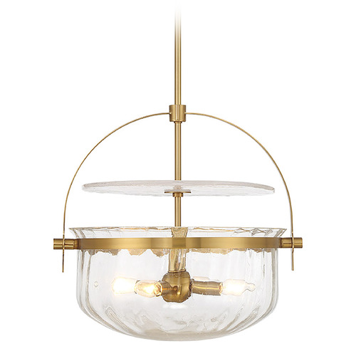 Savoy House Lighting Denmar Warm Brass Pendant Light with Bowl / Dome Shade