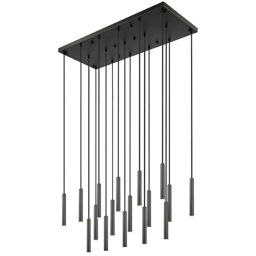 Z-Lite Z-Lite Forest Matte Black LED Multi-Light Pendant with Cylindrical Shade 919MP12-17L-MB-LED