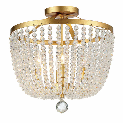 Rylee 16.50-Inch Semi-Flush in Antique Gold by Crystorama Lighting