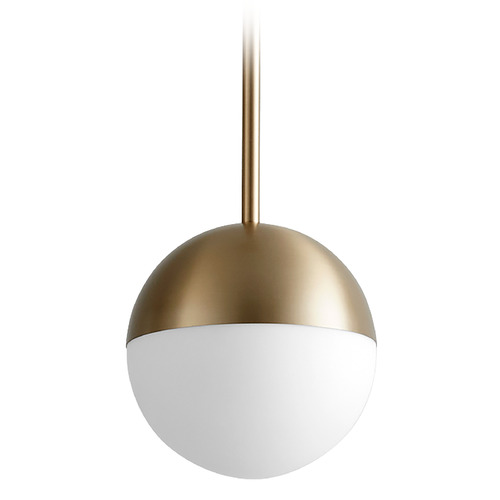 Mondo 6-Inch LED Globe Pendant in Aged Brass by Oxygen Lighting