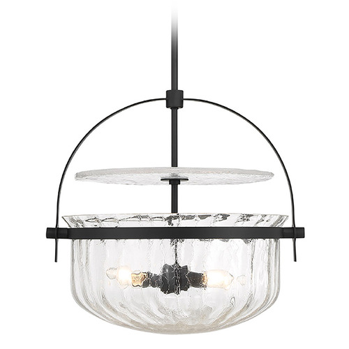 Savoy House Lighting Denmar Matte Black Pendant Light with Bowl / Dome Shade