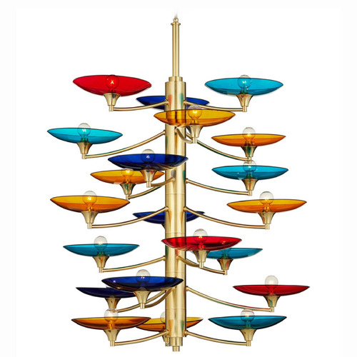 Currey and Company Veneto Blue / Yellow / Red / Polished Brass Chandelier