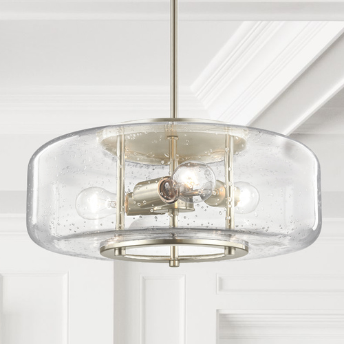 Design Classics Lighting Modern Seeded Glass Pendant Light with 3 Lights Satin Nickel Finish 1810-09