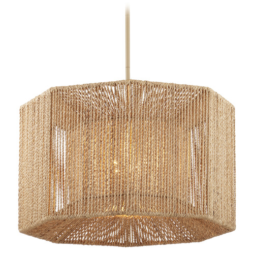 Currey and Company Mereworth Beige / Natural LED Pendant Light with Octagon Shade