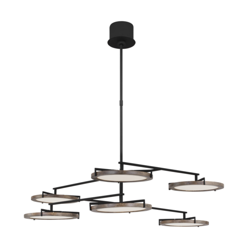 Visual Comfort Modern Collection Visual Comfort Modern Collection Shuffle Nightshade Black & Weathered Oak LED Chandelier CDCH17327WOB