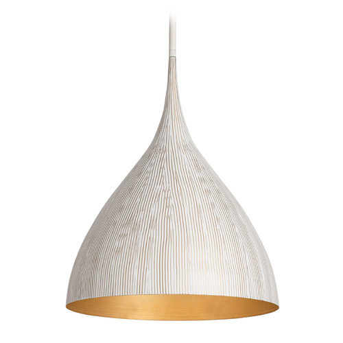 Maxim Lighting Fleur White & Gold Pendant Light with Bowl / Dome Shade