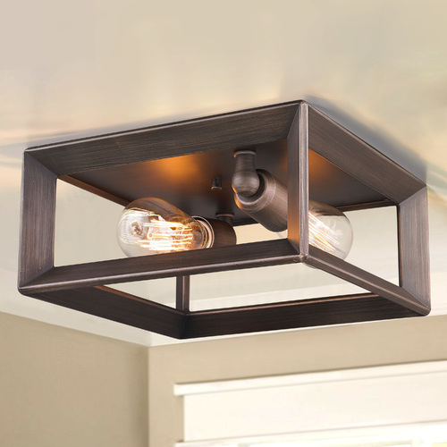 Golden Lighting Smyth Gunmetal Bronze Flush Mount by Golden Lighting 2073-FM GMT