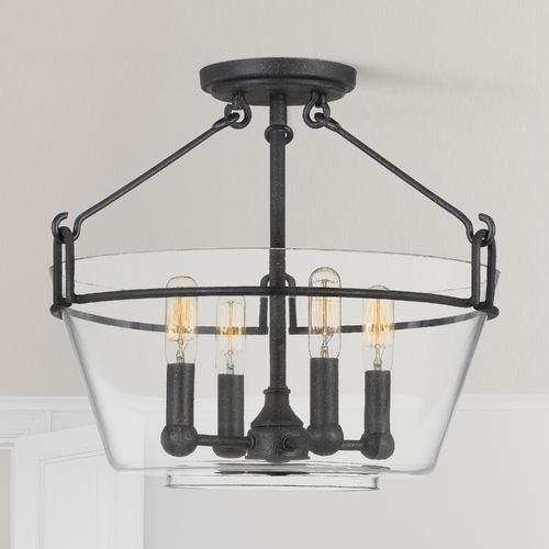 Quoizel Lighting Wells Grey Ash Semi-Flush by Quoizel Lighting WEL1717GK