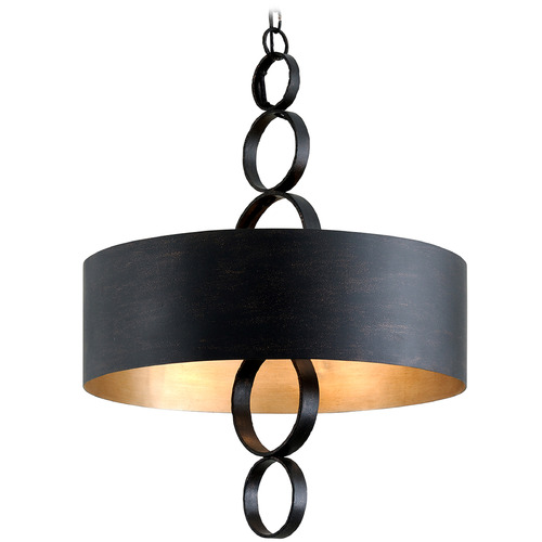 Troy Lighting Rivington Charred Copper Pendant Light with Drum Shade
