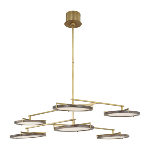 Visual Comfort Modern Collection Visual Comfort Modern Collection Shuffle Natural Brass & Weathered Oak LED Chandelier CDCH17327WONB