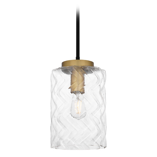 Quoizel Lighting Carly Matte Black & Aged Brass Mini-Pendant Light with Cylindrical Shade