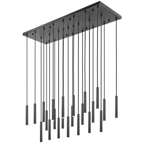 Z-Lite Forest Matte Black LED Multi-Light Pendant with Cylindrical Shade