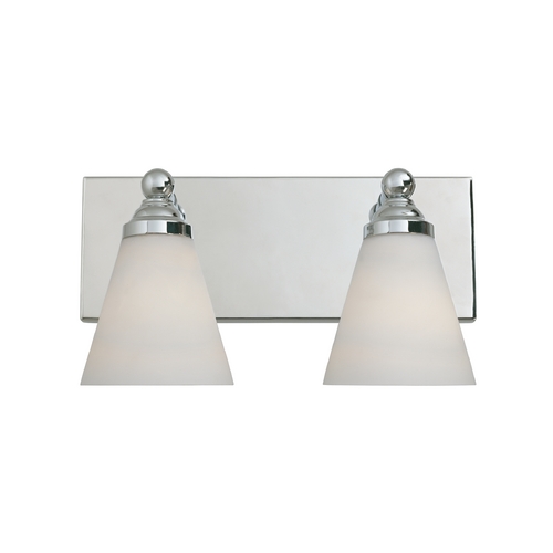 Modern Bathroom Light with White Glass in Chrome Finish