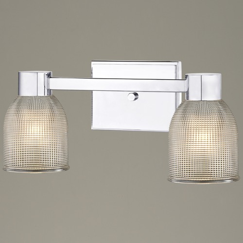 Design Classics Lighting 2-Light Prismatic Glass Bathroom Light Chrome 2102-26 GL1058-FC